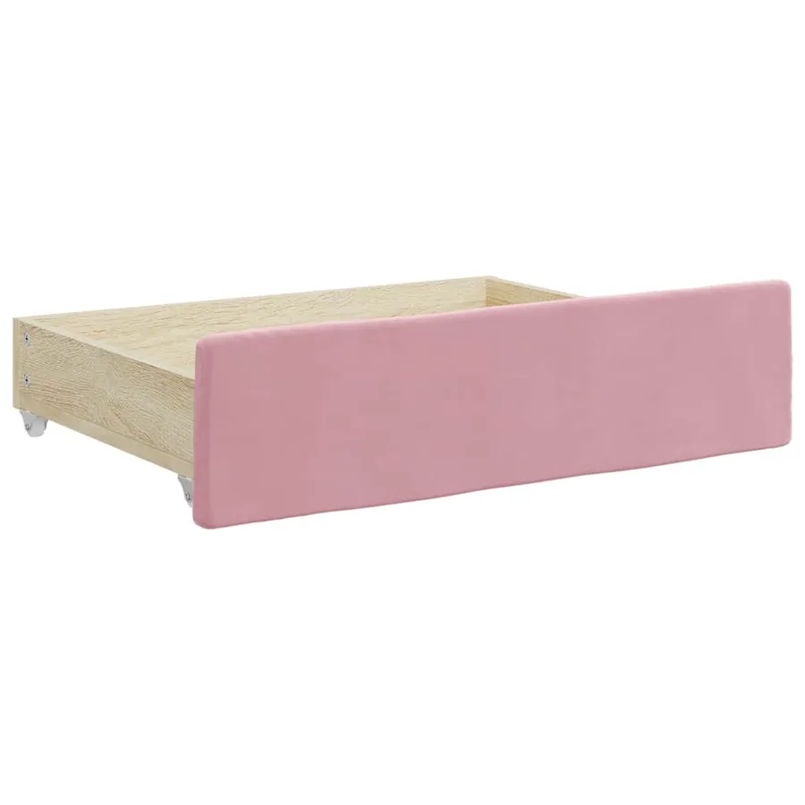 Tiroirs de lit 2 pcs rose bois d'ingénierie et velours - 3