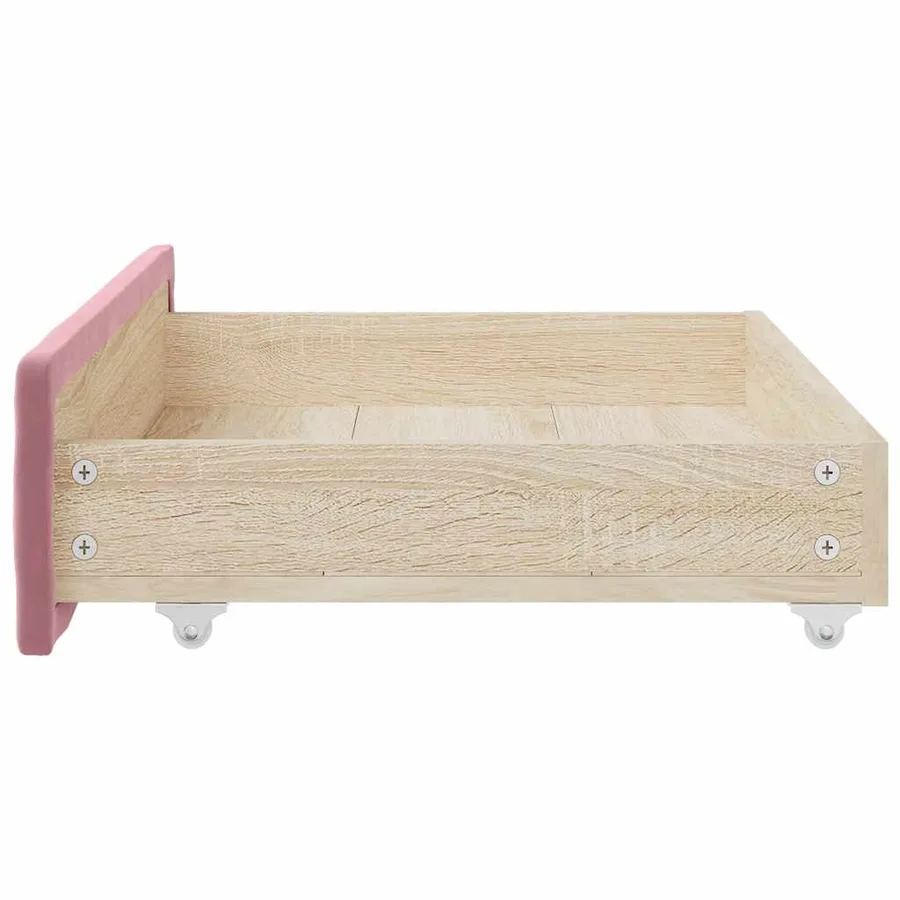 Tiroirs de lit 2 pcs rose bois d'ingénierie et velours - 5