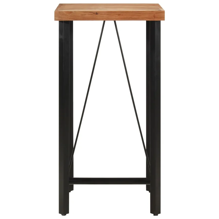 Table de bar 55x55x107 cm bois massif d'acacia et fer - 2
