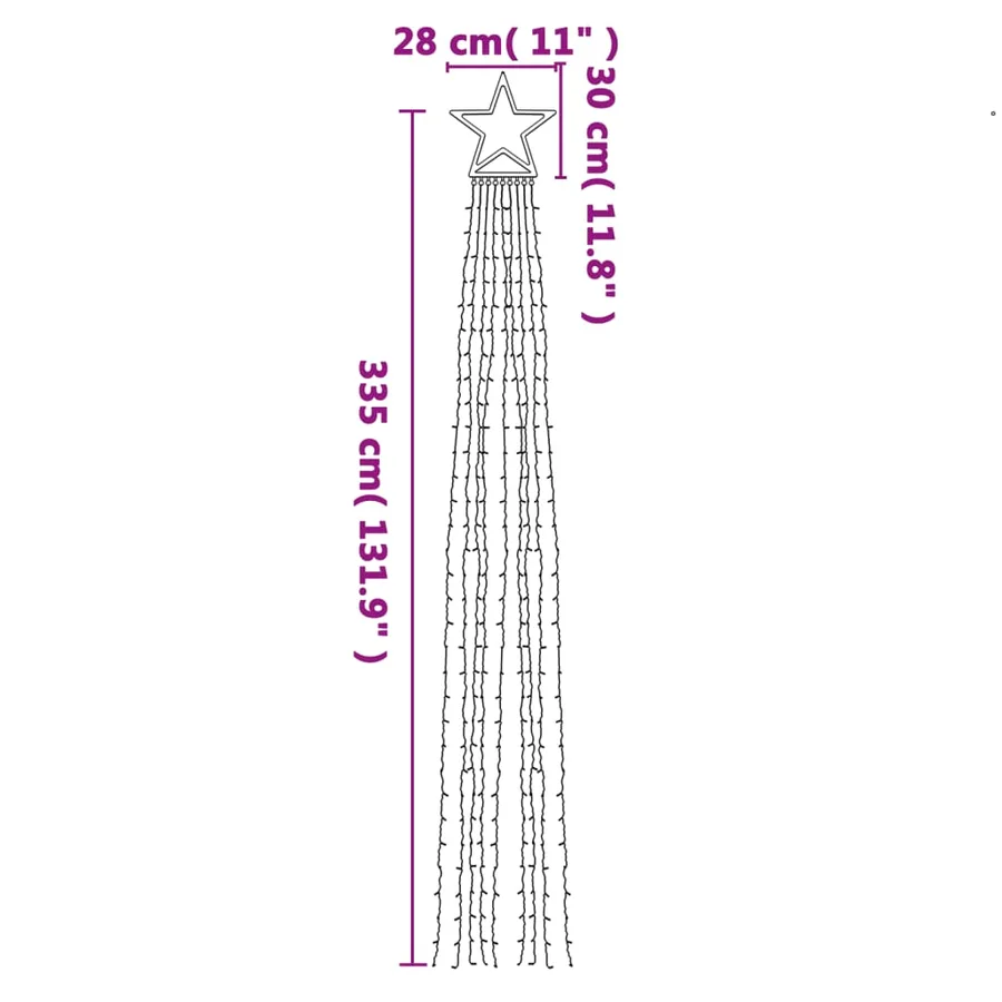 Guirlande de sapin de Noël 320 LED blanc chaud 375 cm - 10