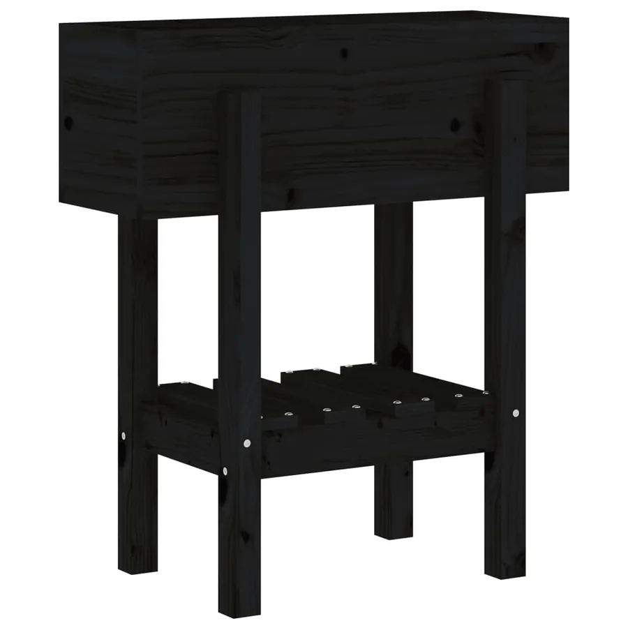 Jardinière noir 62x30x69 cm bois massif de pin - 4