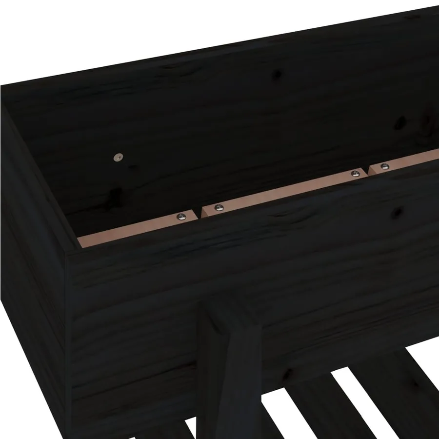 Jardinière noir 62x30x69 cm bois massif de pin - 7