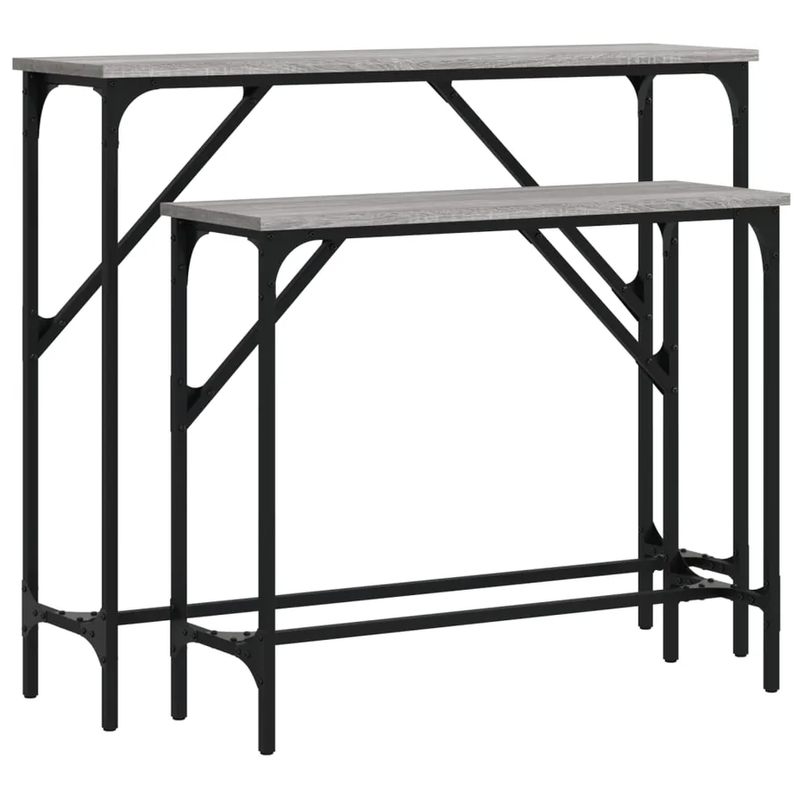 Tables console 2 pcs sonoma gris bois d'ingénierie - 2