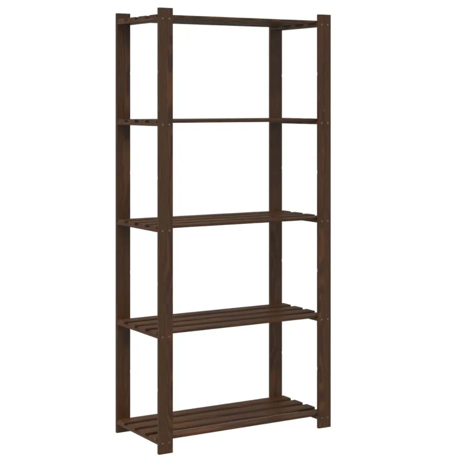 Support de rangement à 5 niveaux marron 80x38x170 cm bois pin - 5