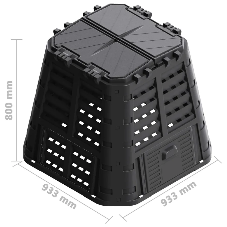 Composteur de jardin Noir 93,3x93,3x80 cm 480 L - 10