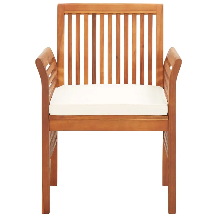 Chaises à manger de jardin et coussins lot de 3 acacia massif - 3