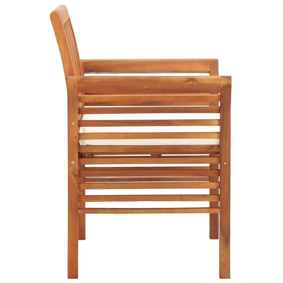 Chaises à manger de jardin et coussins lot de 3 acacia massif - 4