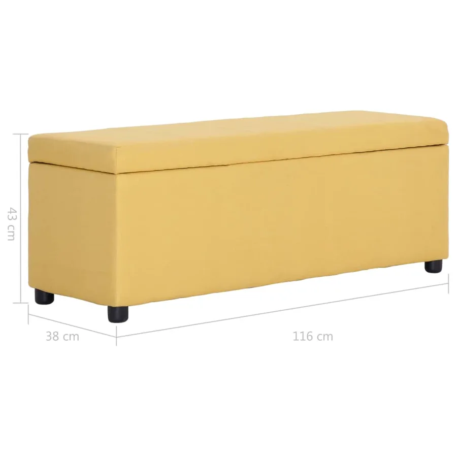Banc avec compartiment de rangement 116 cm Jaune Polyester - 8