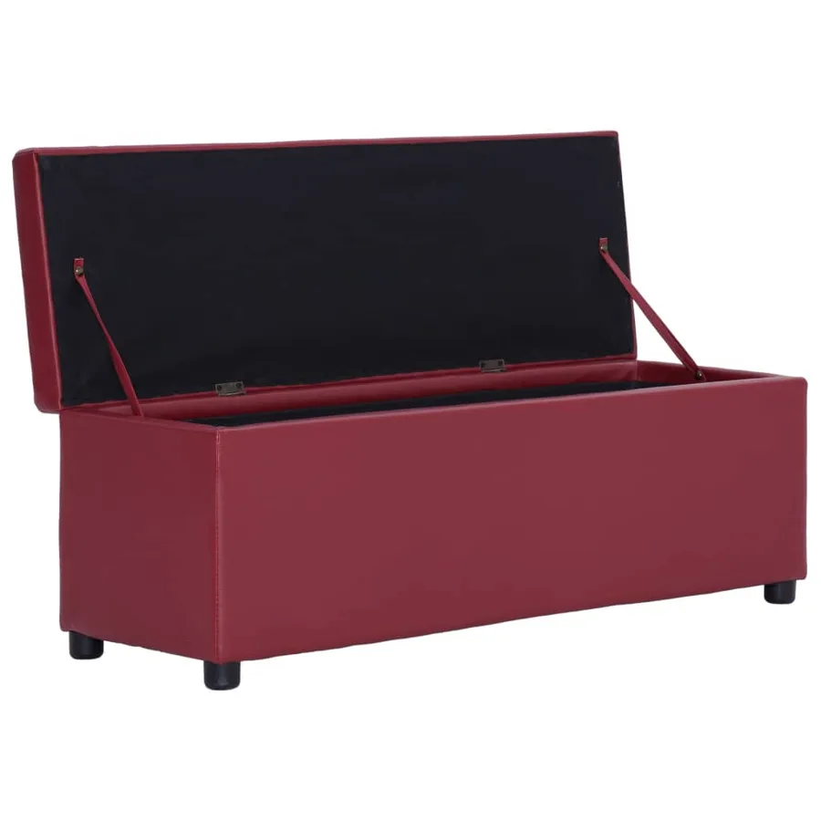 Banc avec compartiment de rangement 116 cm Bordeaux Similicuir - 5