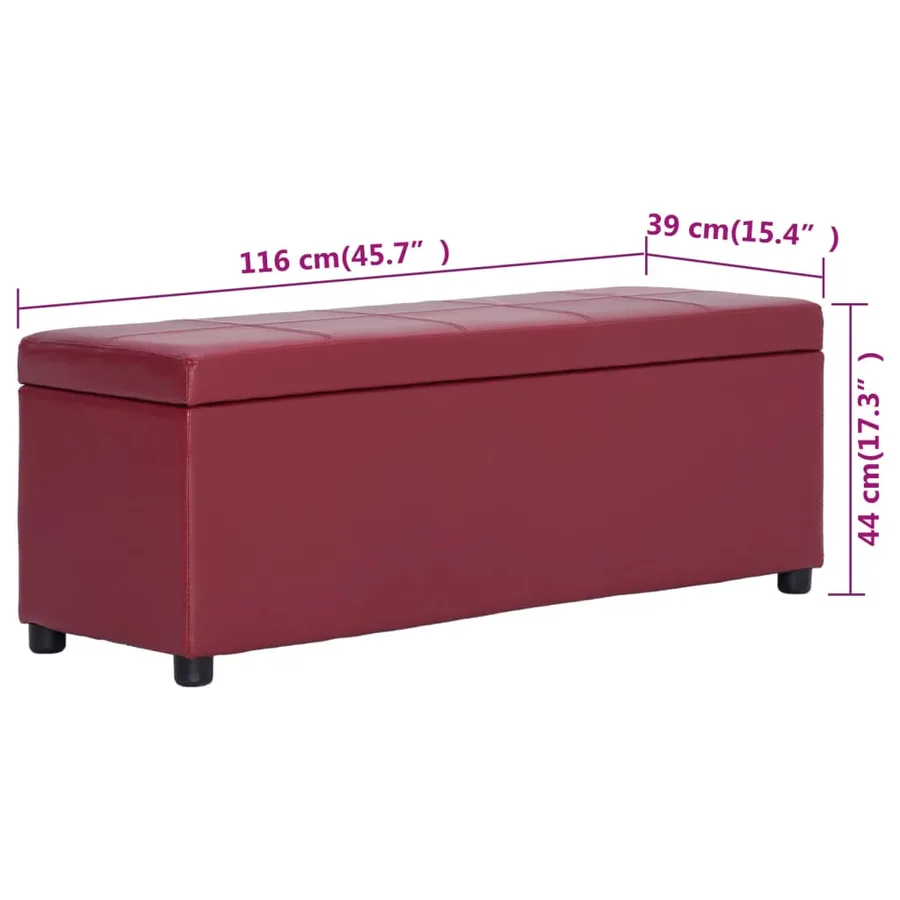 Banc avec compartiment de rangement 116 cm Bordeaux Similicuir - 8