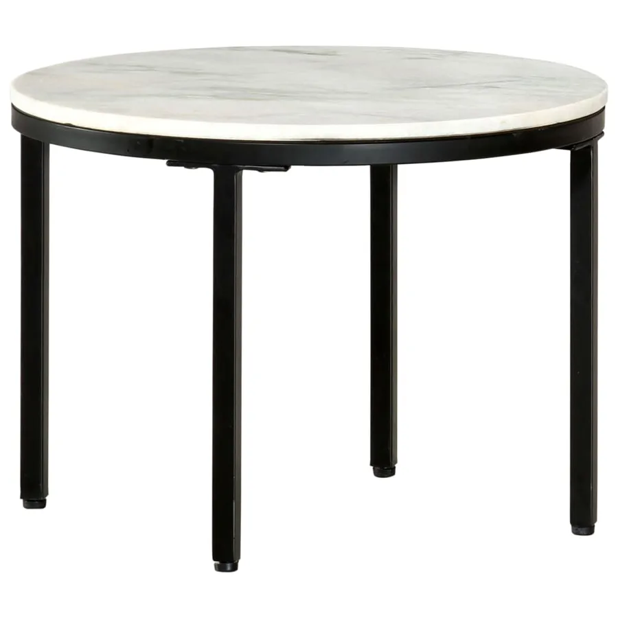 Table basse Blanc et noir Ø50 cm Marbre solide véritable - 5