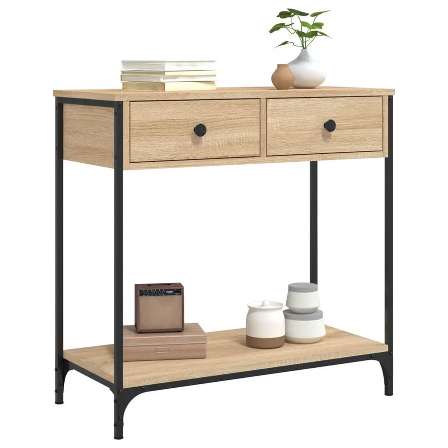 Table console chêne sonoma 75x34,5x75 cm bois d'ingénierie - 3