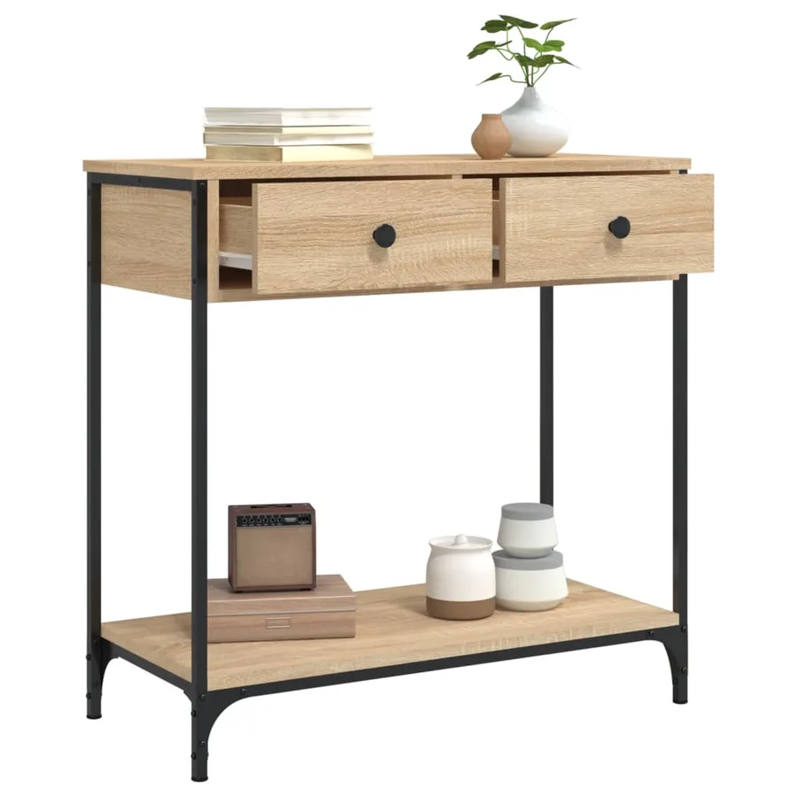 Table console chêne sonoma 75x34,5x75 cm bois d'ingénierie - 4