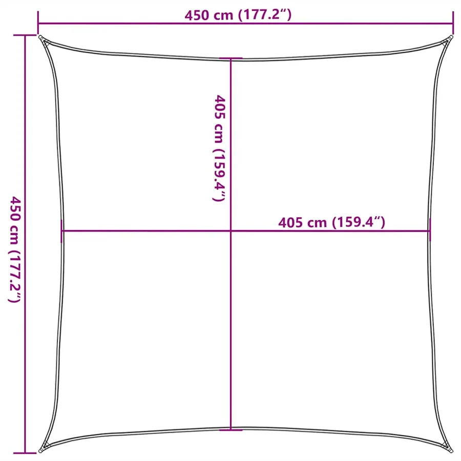 Voile d'ombrage 160 g/m² Taupe 4,5x4,5 m PEHD - 10
