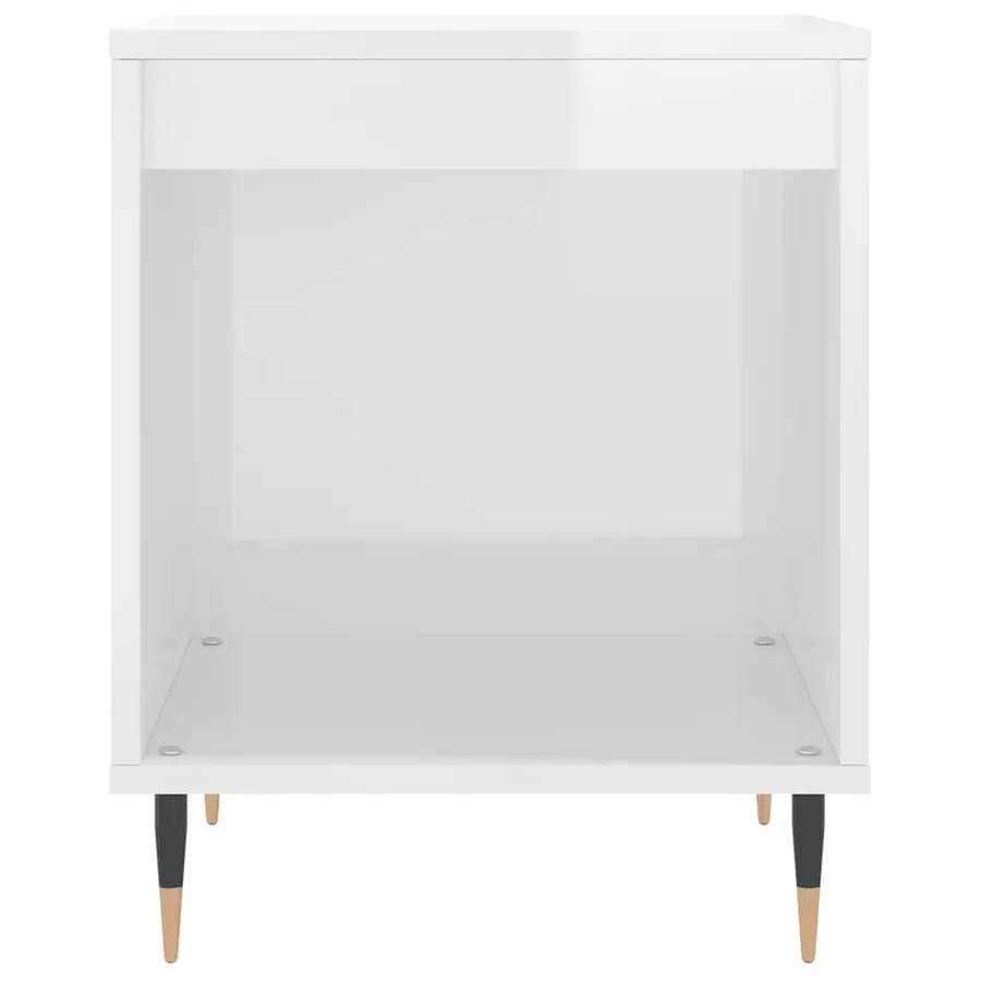 Table de chevet Blanc brillant 40x35x50 cm Bois d’ingénierie - 4