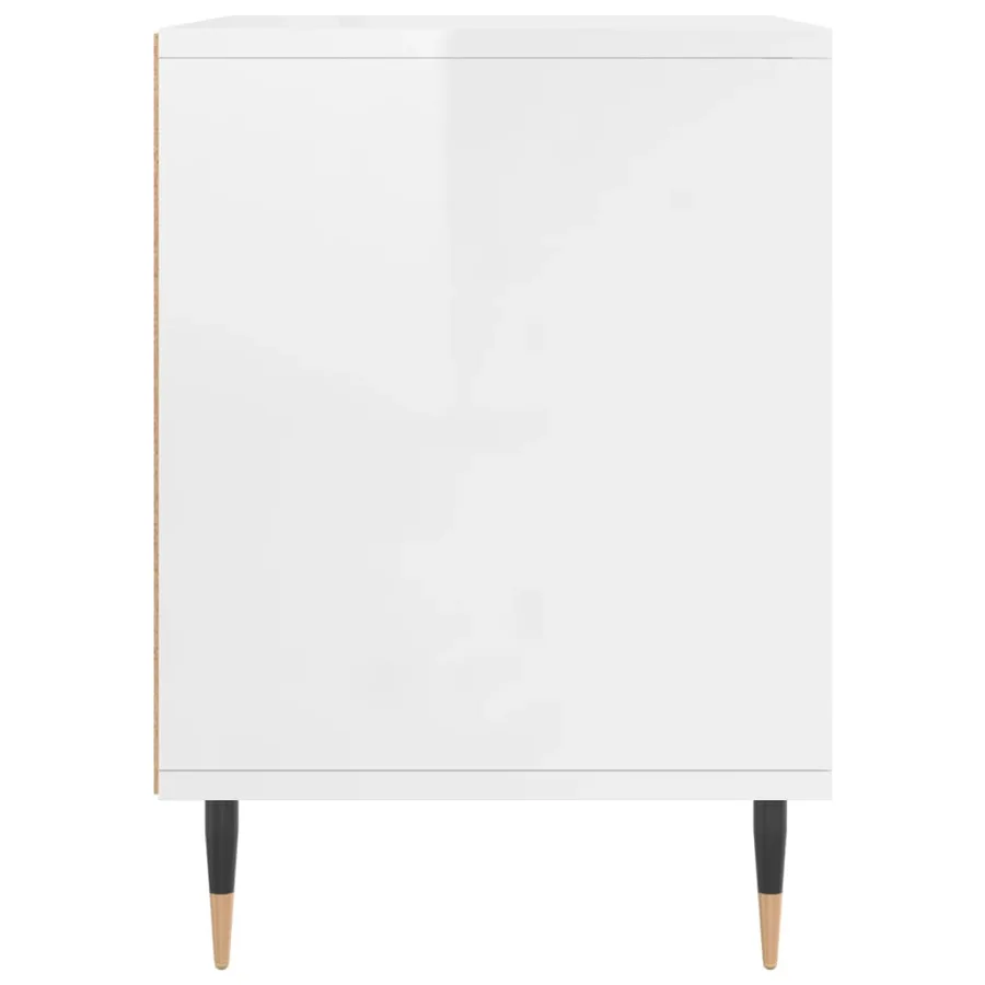 Table de chevet Blanc brillant 40x35x50 cm Bois d’ingénierie - 5