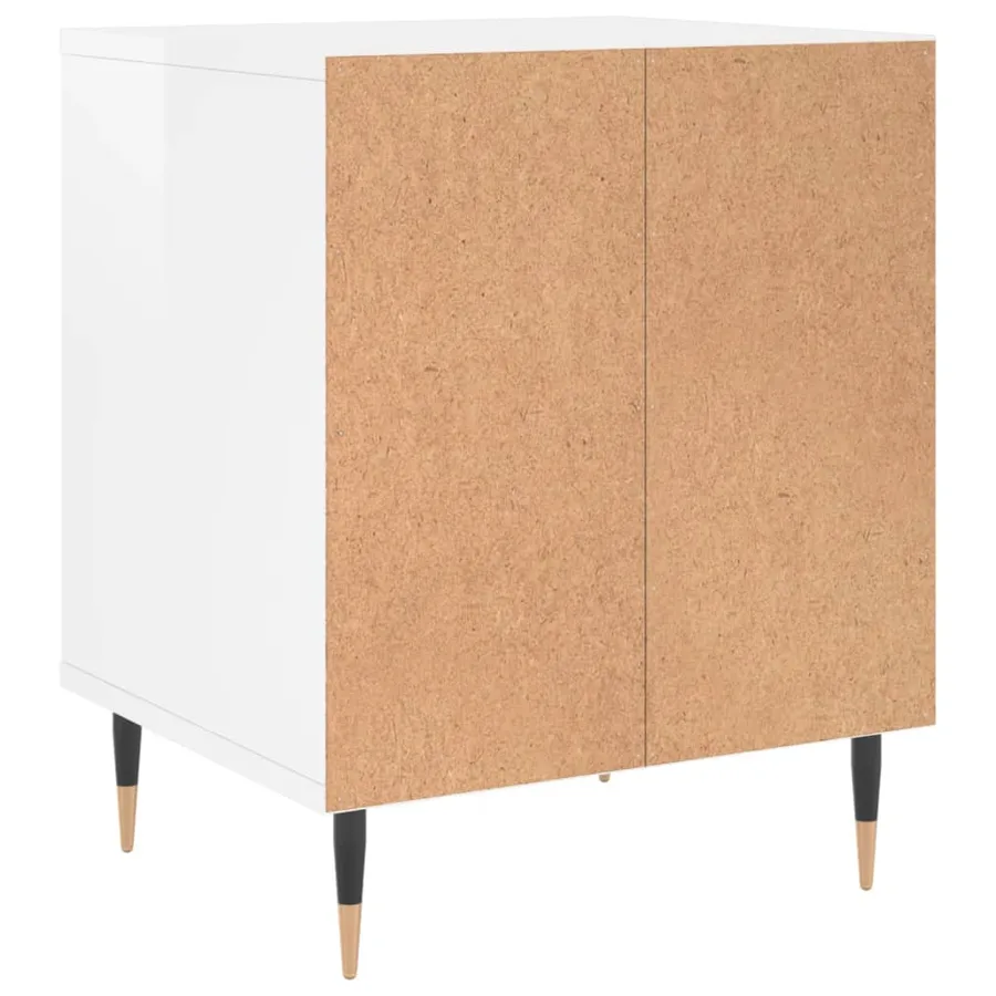 Table de chevet Blanc brillant 40x35x50 cm Bois d’ingénierie - 6