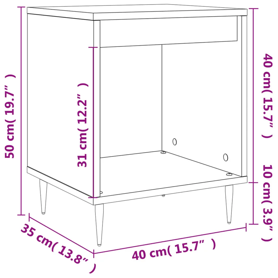 Table de chevet Blanc brillant 40x35x50 cm Bois d’ingénierie - 9
