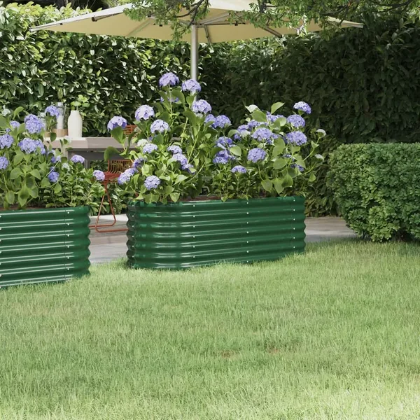 Lit surélevé de jardin Acier galvanisé 114x40x36 cm Vert