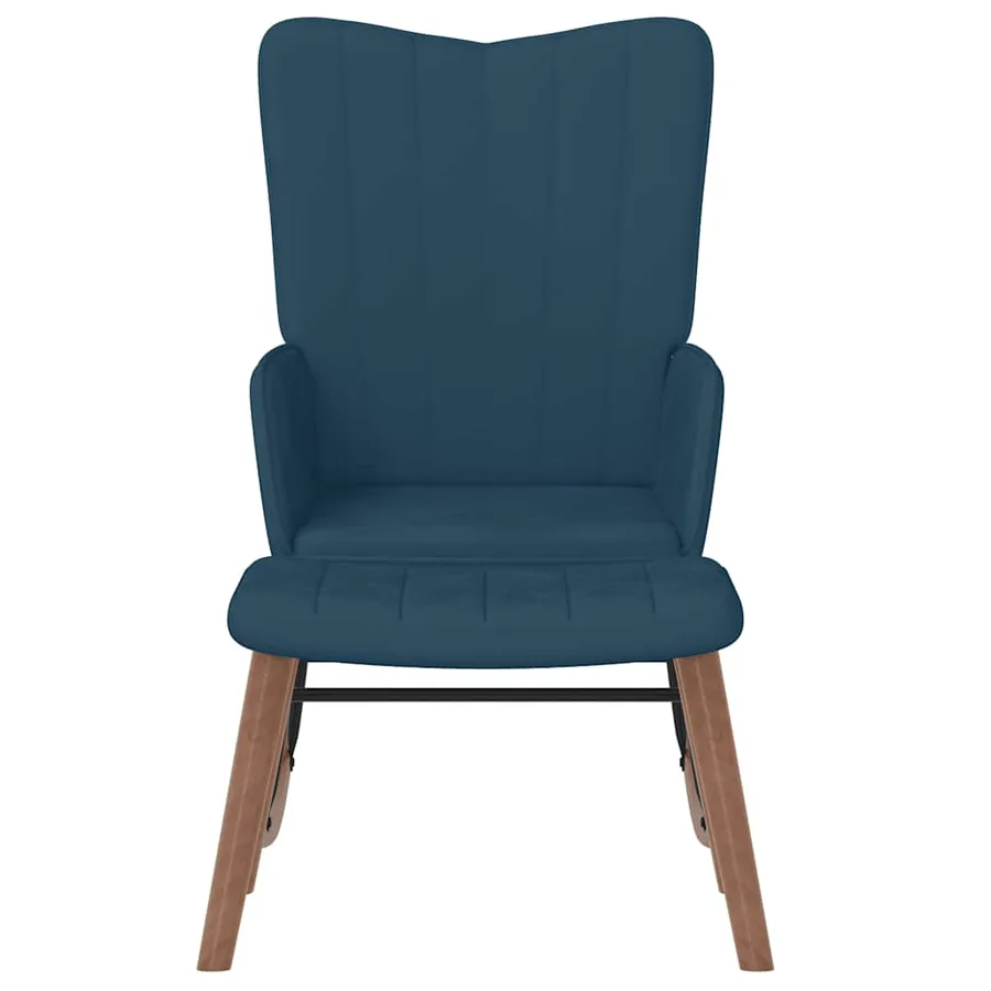 Chaise à bascule avec repose-pied Bleu Velours - 3