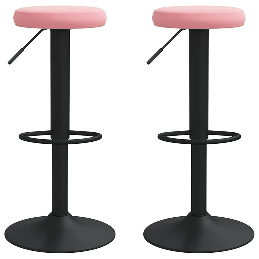 Tabourets de bar lot de 2 rose velours - 2