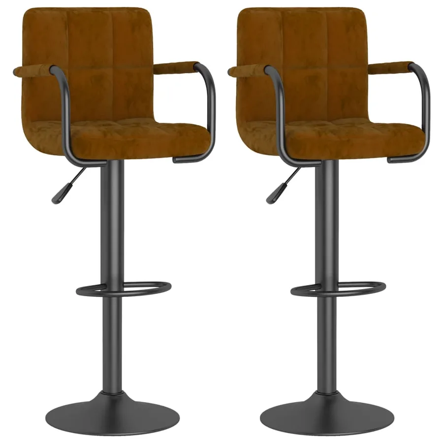 Tabourets de bar lot de 2 marron velours - 2