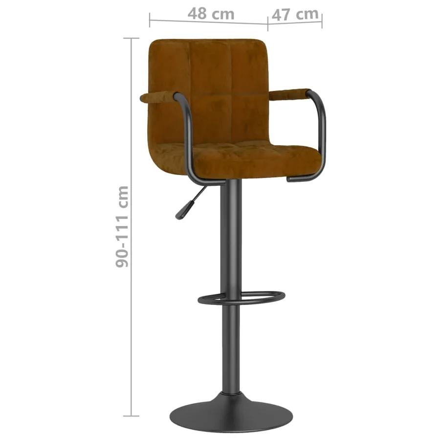 Tabourets de bar lot de 2 marron velours - 8