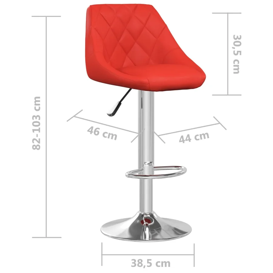 Tabourets de bar lot de 2 rouge similicuir - 9