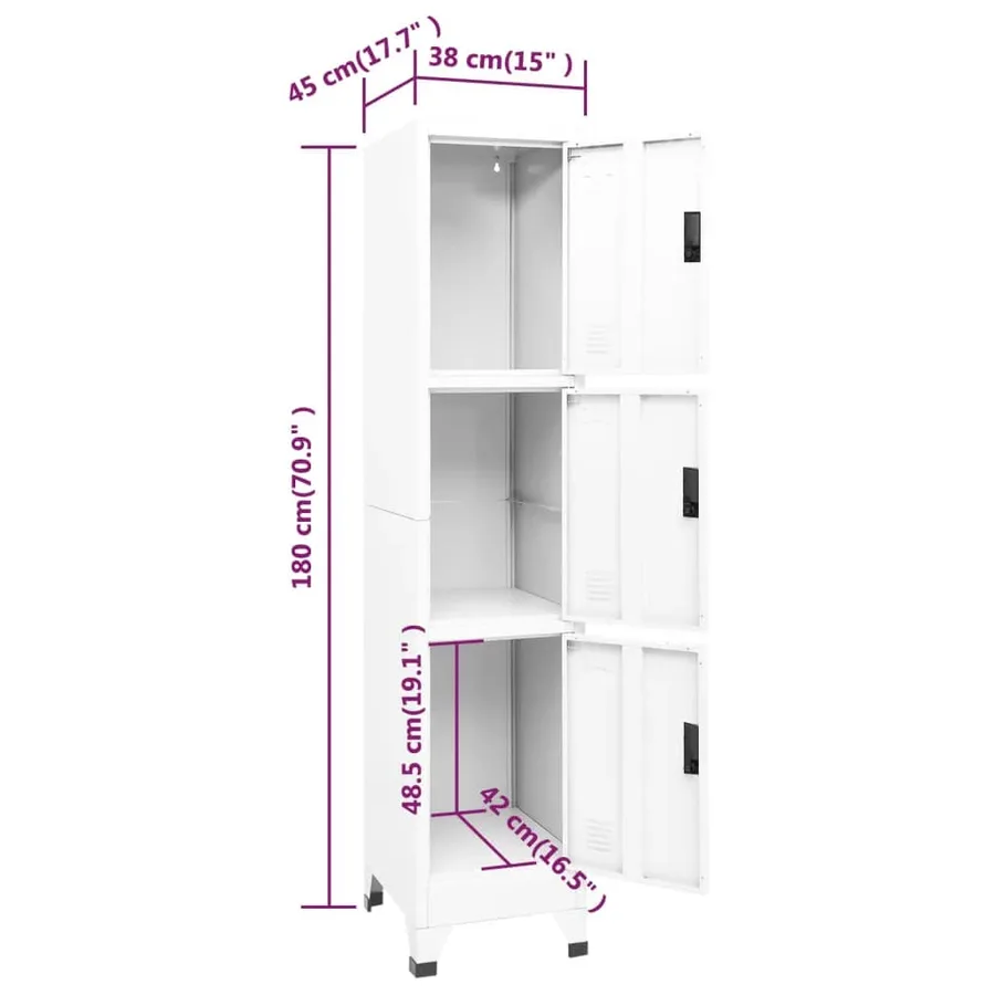 Armoire à casiers Blanc 38x45x180 cm Acier - 8