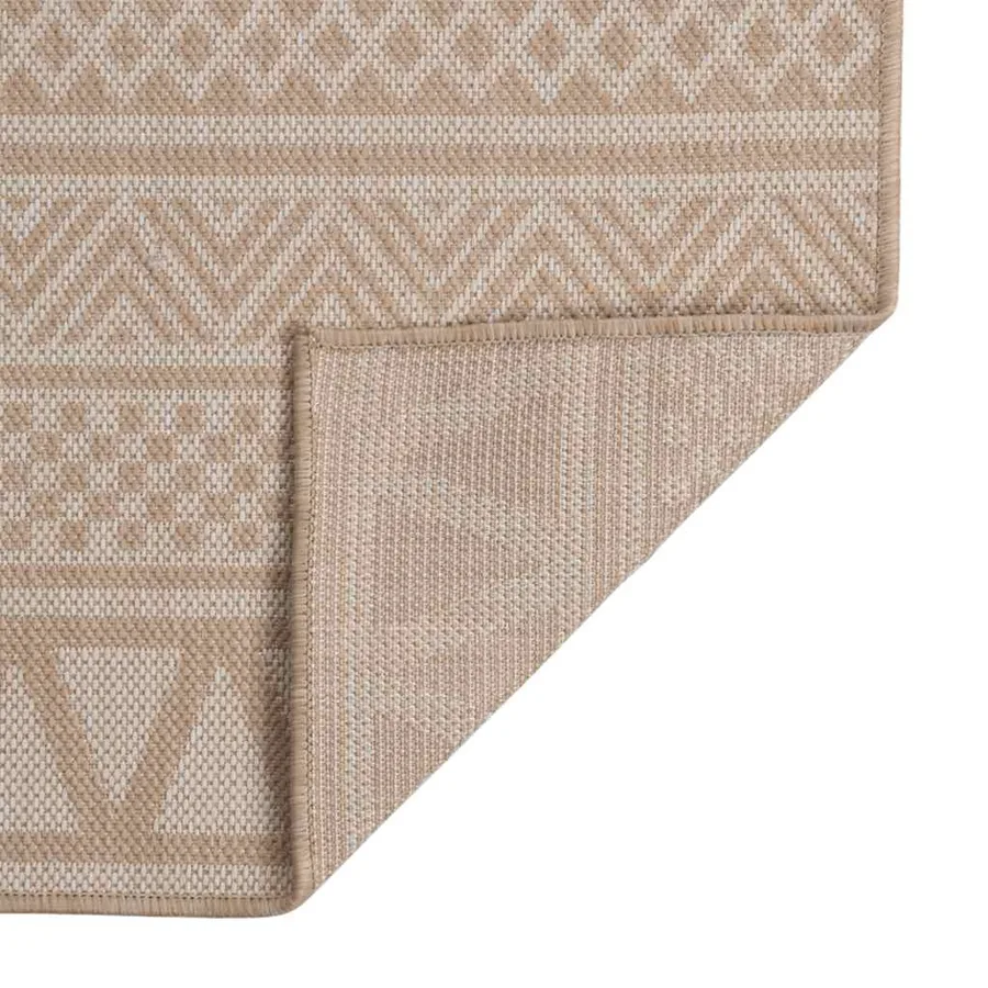 Tapis à tissage plat d'extérieur 100x200 cm Rayures brunes - 2