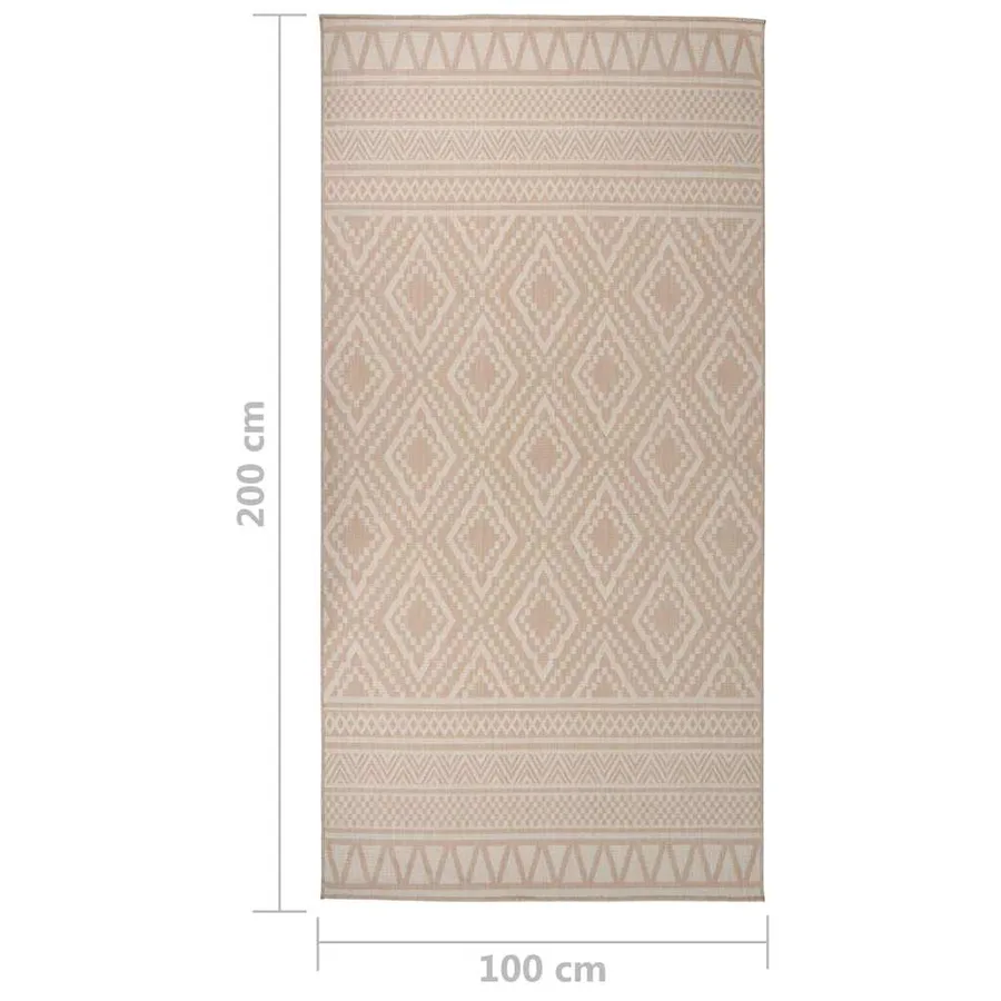 Tapis à tissage plat d'extérieur 100x200 cm Rayures brunes - 6