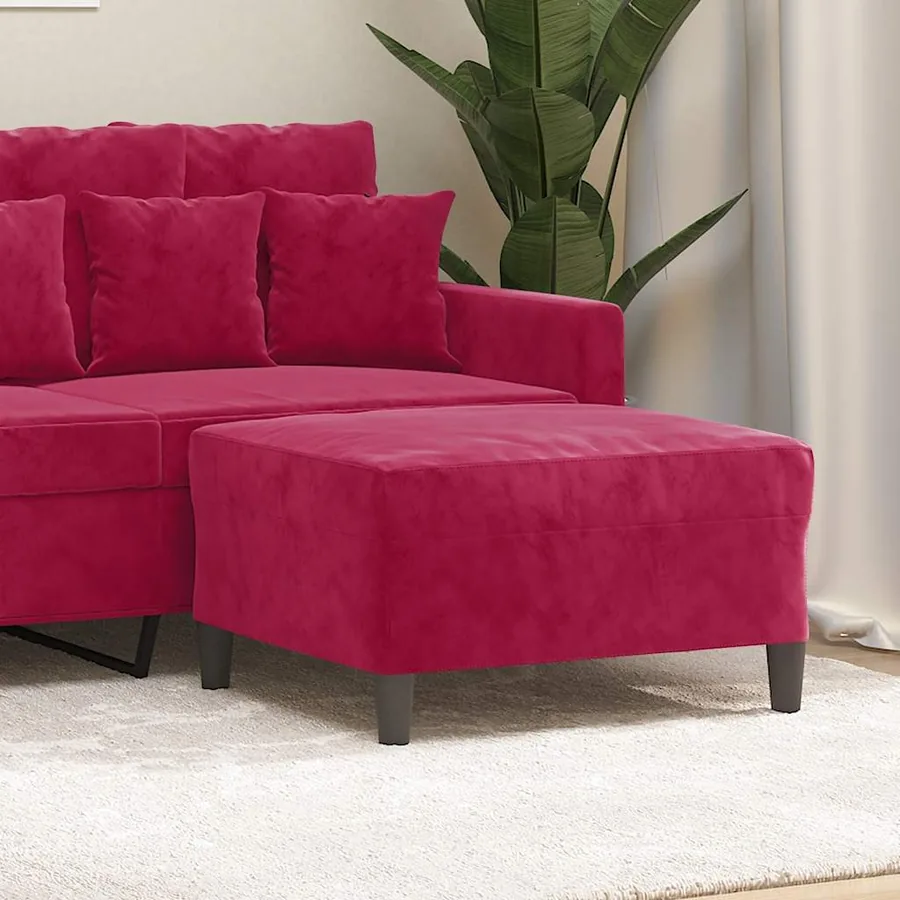 Repose-pied Rouge bordeaux 70x55x41 cm Velours