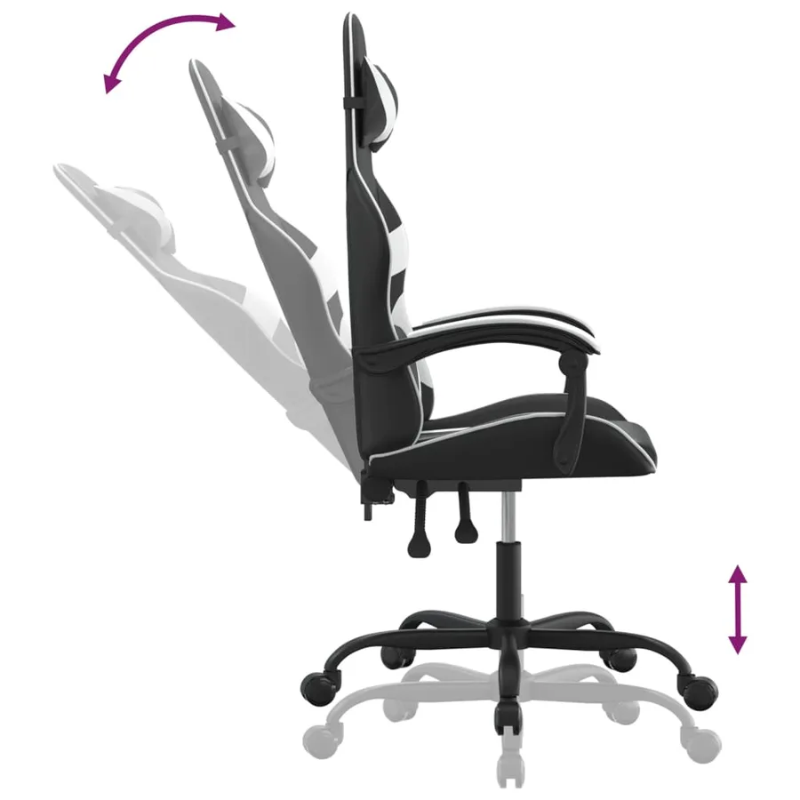 Chaise de jeu pivotante Noir et blanc Similicuir - 10