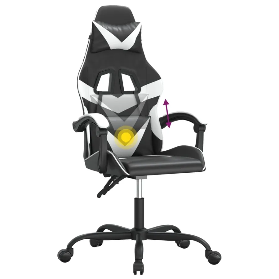 Chaise de jeu pivotante Noir et blanc Similicuir - 11