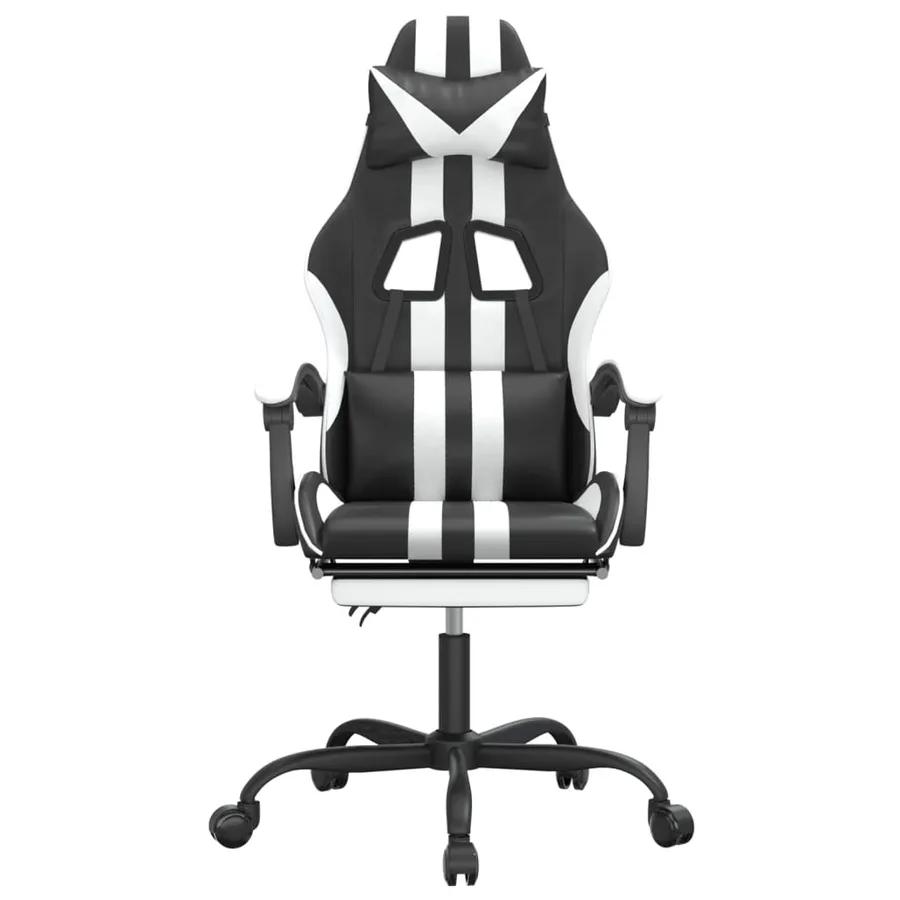 Chaise de jeu pivotante et repose-pied Noir et blanc Similicuir - 3