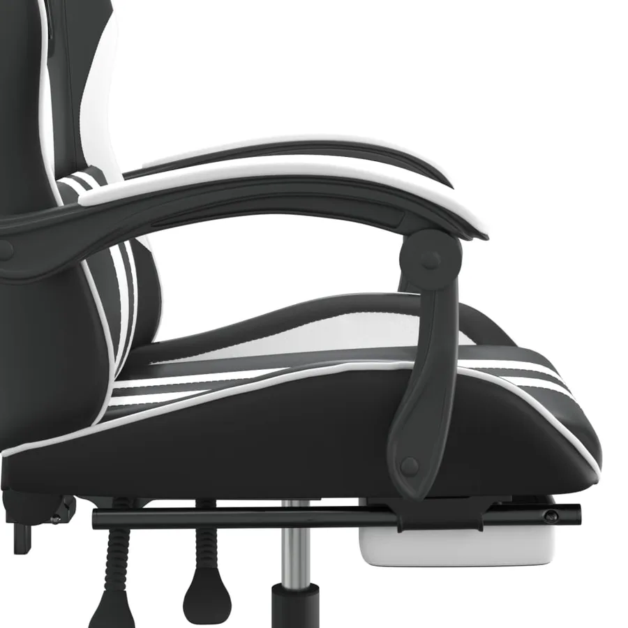 Chaise de jeu pivotante et repose-pied Noir et blanc Similicuir - 9