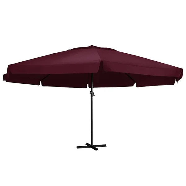 Parasol de jardin et mât en aluminium 600 cm rouge bordeaux