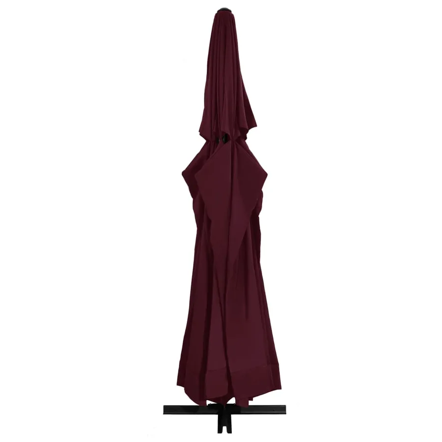 Parasol de jardin et mât en aluminium 600 cm rouge bordeaux - 3