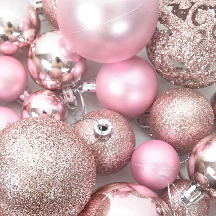 Ensemble de boules de Noël 111 pièces rose polystyrène - 10