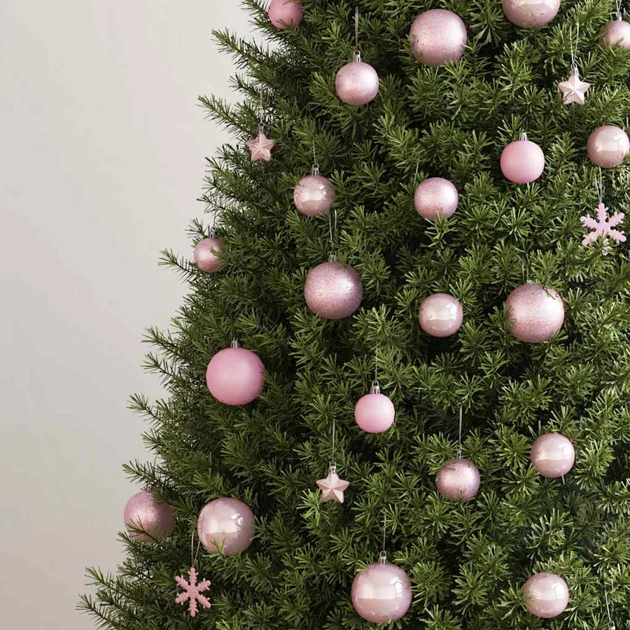 Ensemble de boules de Noël 111 pièces rose polystyrène - 3