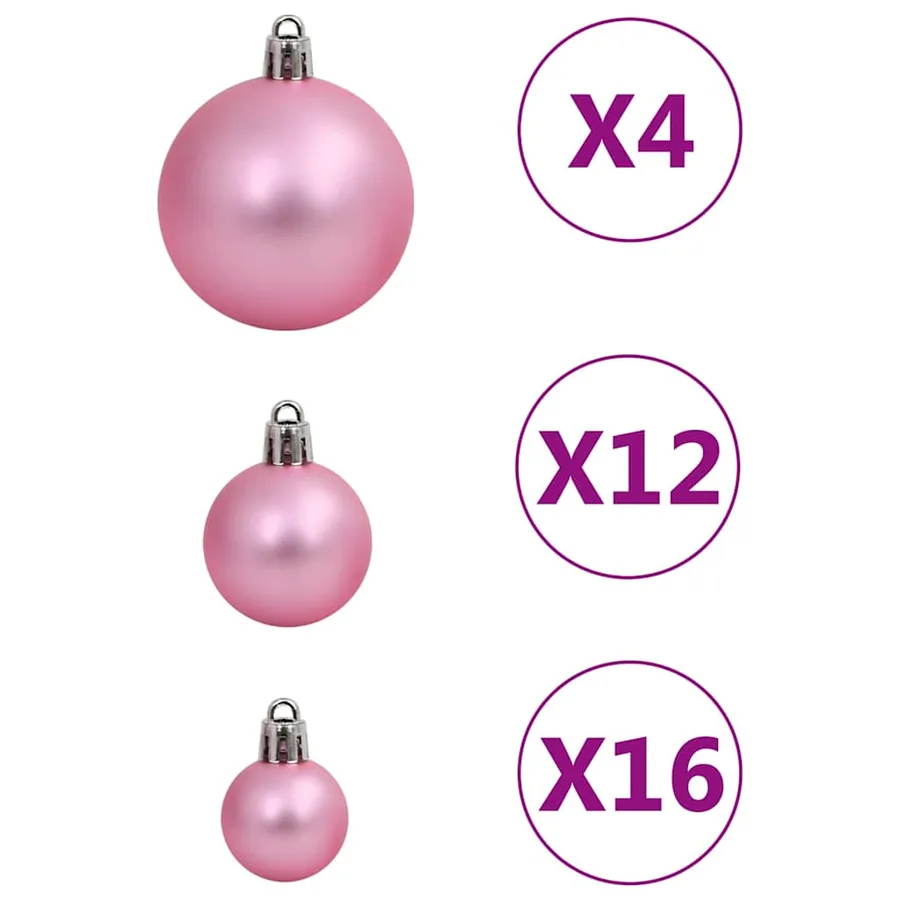 Ensemble de boules de Noël 111 pièces rose polystyrène - 5