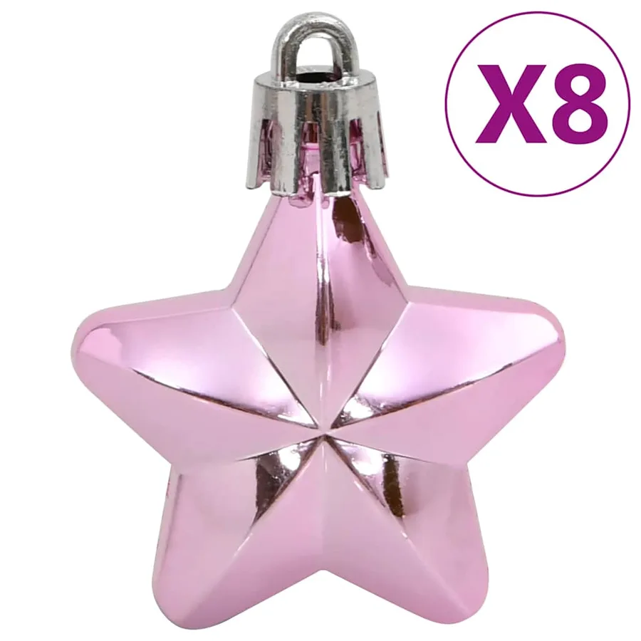 Ensemble de boules de Noël 111 pièces rose polystyrène - 8