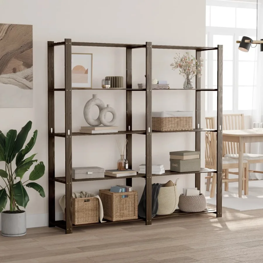 Support de rangement à 5 niveaux noir 170x38x170 cm bois pin