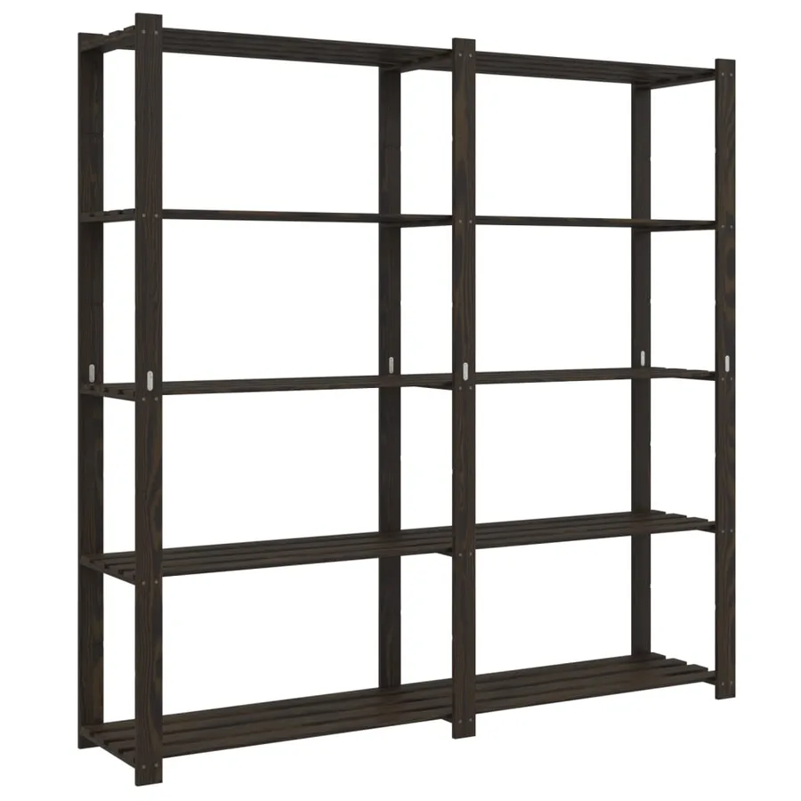 Support de rangement à 5 niveaux noir 170x38x170 cm bois pin - 2