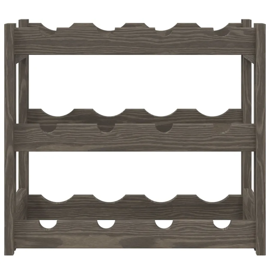 Casier à bouteilles pour 12 bouteilles gris bois pin solide - 3