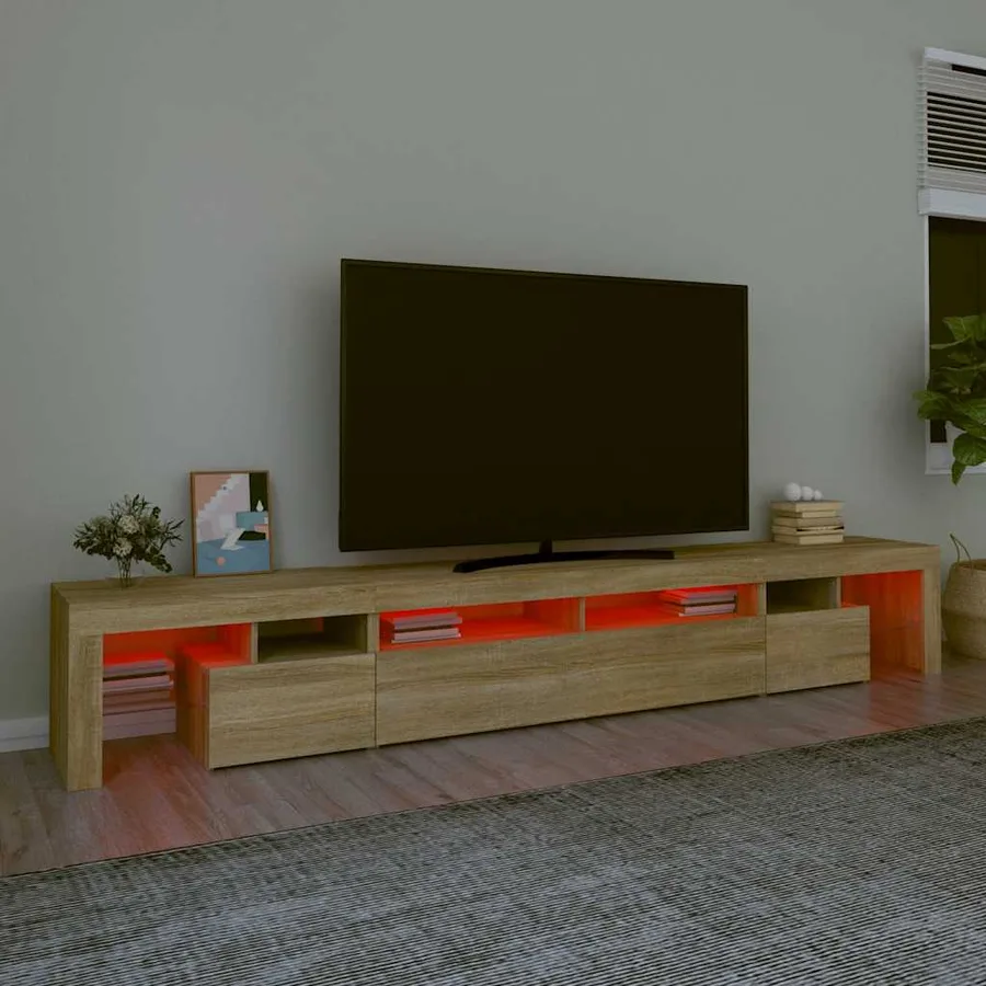 Meuble TV avec lumières LED Chêne sonoma 260x36,5x40 cm - 5