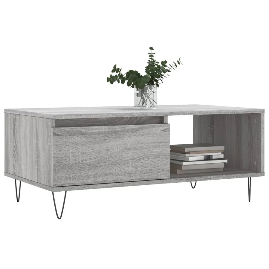 Table basse Sonoma gris 90x50x36,5 cm Bois d'ingénierie - 4