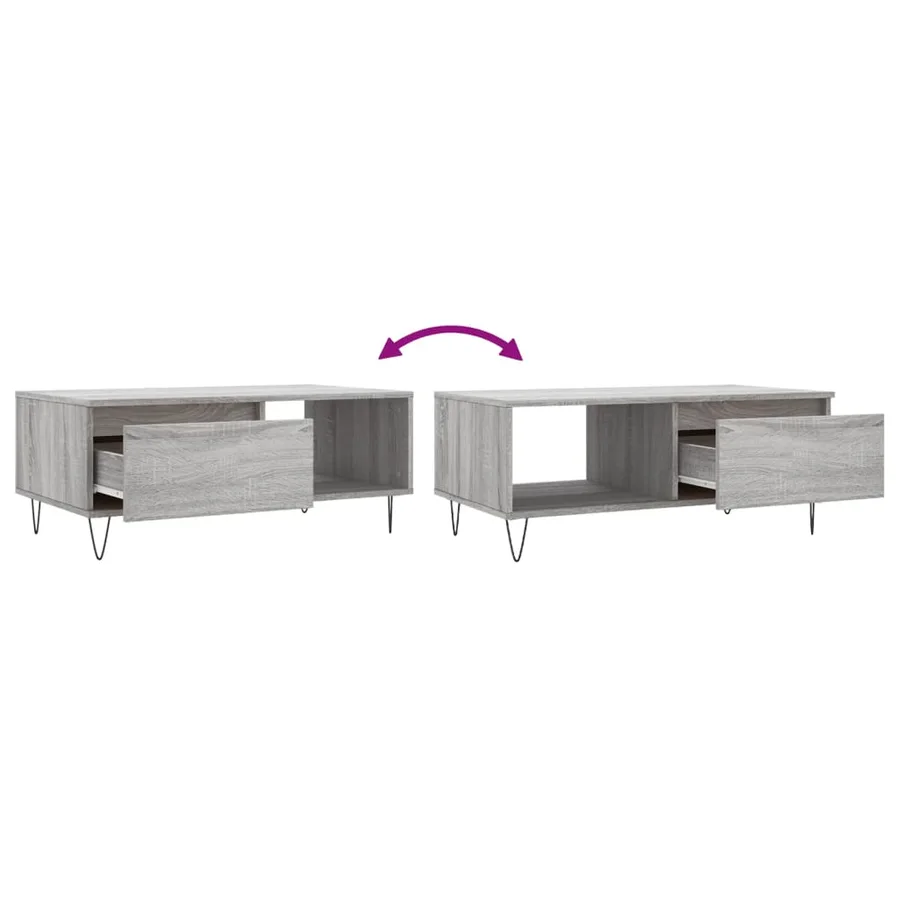 Table basse Sonoma gris 90x50x36,5 cm Bois d'ingénierie - 9