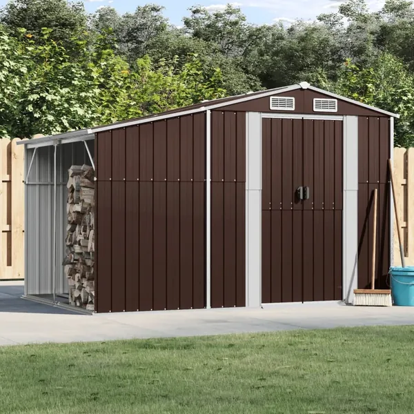 Abri de jardin marron 277x192,5x179 cm Métal galvanisé