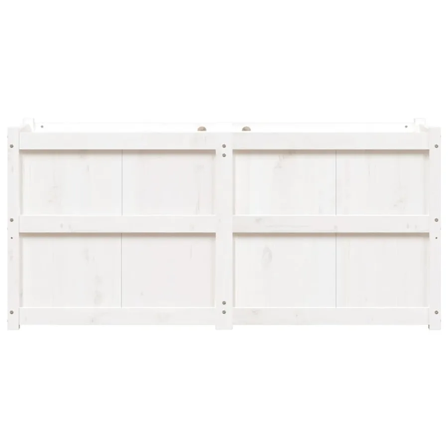 Jardinière blanc 150x50x70 cm bois de pin massif - 5